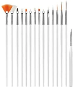 Merkloos Nail Art Penselen Set 15 Delig Wit - Gel / Acryl Penselen Nail Brush
