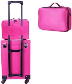 Cosmetica Koffer - Make-up Koffer Met Verstelbare Vakken - Visagie En Nagelstyliste Beauty Koffer - 37x27x13CM - Roze -Glam Make-up Verkoop 1025x1200 3