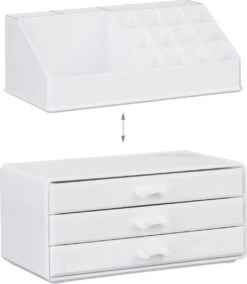 Relaxdays Make-up Organizer Klein - Stapelbaar - Sieradendoosje - Cosmetica - Opbergbox - Wit -Glam Make-up Verkoop 1044x1200 3