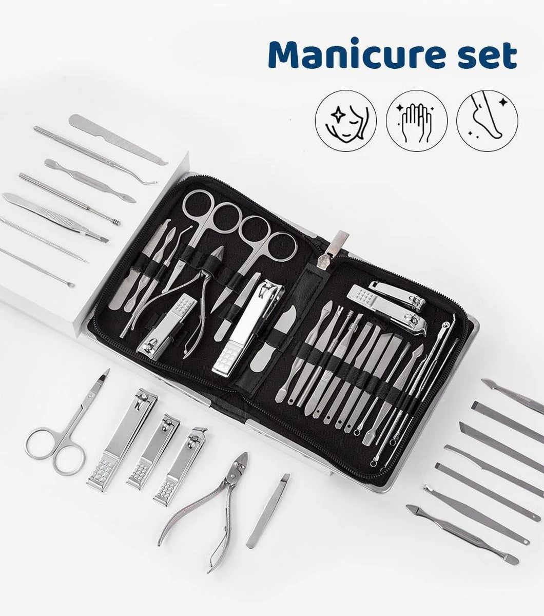 NCPS Professionele Manicure Set / Pedicure Set | 26-Delig | Opbergetui | Reisset | Nagelschaar | Nagelknipper | Nagelverzorging | Voor Mannen En Vrouwen | Zwart 2 NCPS Professionele Manicure Set / Pedicure Set | 26-Delig | Opbergetui | Reisset | Nagelschaar | Nagelknipper | Nagelverzorging | Voor Mannen En Vrouwen | Zwart - Afbeelding 2