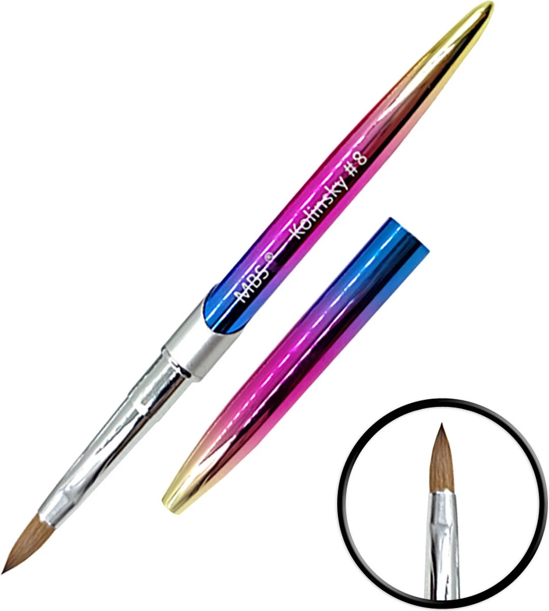 KOLINSKY ACRYL PENSEEL #8 - Kolinsky Penseel - Acryl Penseel - Acryl Nagels - Rainbow 1 KOLINSKY ACRYL PENSEEL #8 - Kolinsky Penseel - Acryl Penseel - Acryl Nagels - Rainbow