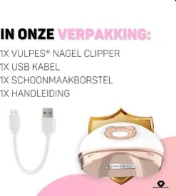 Vulpes BeautyCare® Elektrische Nagelknipper - Nagelschaar Met Opvangbakje – Veilige Nagelschaar Voor Baby’s, Kinderen, Volwassenen En Ouderen - Draadloos En Geruisloos – USB-Oplaadbaar – Rosé / Wit -Glam Make-up Verkoop 1078x1200 2