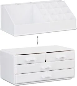 A&K 2in1 Make-up Organizer - 4 Lades Cosmetica Opbergdoos - Kaptafel - Wit -Glam Make-up Verkoop 1083x1200 2