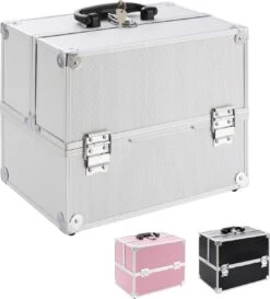 AREBOS Cosmetica Koffer - Beauty Case - Cosmetica Trolley - 15 L - Zilber -Glam Make-up Verkoop 1084x1200 3
