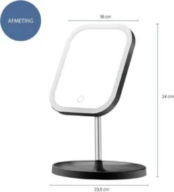 LYVION Make-up Spiegel Op Standaard Met LED / Met 3 Lichtkleuren / Make-up Spiegel / Make-up Standaard / Werkt Op 4 AAA-batterijen Of Micro USB Kabel / Touch - Zwart -Glam Make-up Verkoop 1086x1200 3