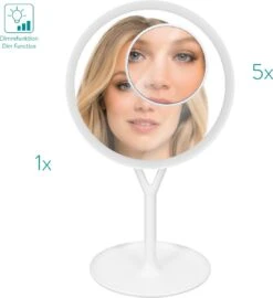 Navaris Make-up Spiegel Met Verlichting - Inclusief Kleinere Handspiegel Met 5x Vergroting - LED-verlichting Met Dim-functie - Wit -Glam Make-up Verkoop 1099x1200 9