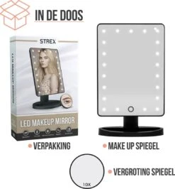 Strex Make Up Spiegel Met LED Verlichting - 3 Verlichtingsmodus - 1/10x Vergroting - 360° Verstelbaar -Glam Make-up Verkoop 1116x1200 6
