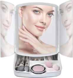 Merkloos Make-up Organizer Met Spiegel En LED Van METU-Online - Make Up Opberger - Make Up Spiegel Met Led Lamp - Makeup Opbergdoos - Make-up Spiegel Wit - Make Up Spiegel Met Verlichting En Usb - Make Up Koffer - Make Up Tafel - Make Up Organizer -Glam Make-up Verkoop 1128x1200 7