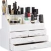 A&K 2in1 Make-up Organizer - 4 Lades Cosmetica Opbergdoos - Kaptafel - Wit