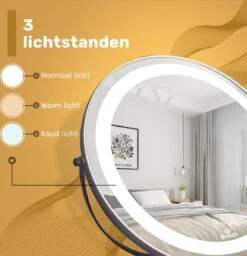 Great's® Make Up Spiegel Met LED Verlichting - ⌀ 40cm - Visagie Spiegel Rond - Extra Close Up Spiegeltje 10x - Zwart -Glam Make-up Verkoop 1157x1200 5