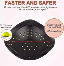 UV Nagel Lamp 168 Watt + 5 Gratis Vijlen - BellaLine - UV Led Nagellamp – Gel Nagel – Nagellak UV – Nageldroger – Salon – Sensor – Gellac - Acryl - Gelnagels – 42 Power Led – Professioneel – Krachtig – Manicure – Extra Lang Snoer - Pink - Pedicure -Glam Make-up Verkoop 1167x1200