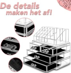 AWEMOZ Make-Up Organizer - Beauty Organizer Voor Make Up - Opbergbox - Opbergdoos Cosmetica - Sieradendoos - 20 Opbergvakken - Nagellak - Lippenstift - Transparant - Cadeau Voor Vrouw -Glam Make-up Verkoop 1180x1200 11