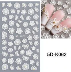 GUAPÀ® Nail Art 3D Nagel Stickers - Nagel Decoratie & Versiering Folie - Nagel Sticker Vellen - Kerst Nagelstickers - Witte Bloem Nagelstickers