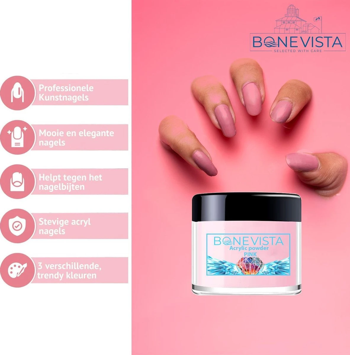 Bone Vista® Acryl Nagels Starterspakket - Wit, Roze & Transparant - Professionele Kunstnagels 6 Bone Vista® Acryl Nagels Starterspakket - Wit, Roze & Transparant - Professionele Kunstnagels - Afbeelding 6