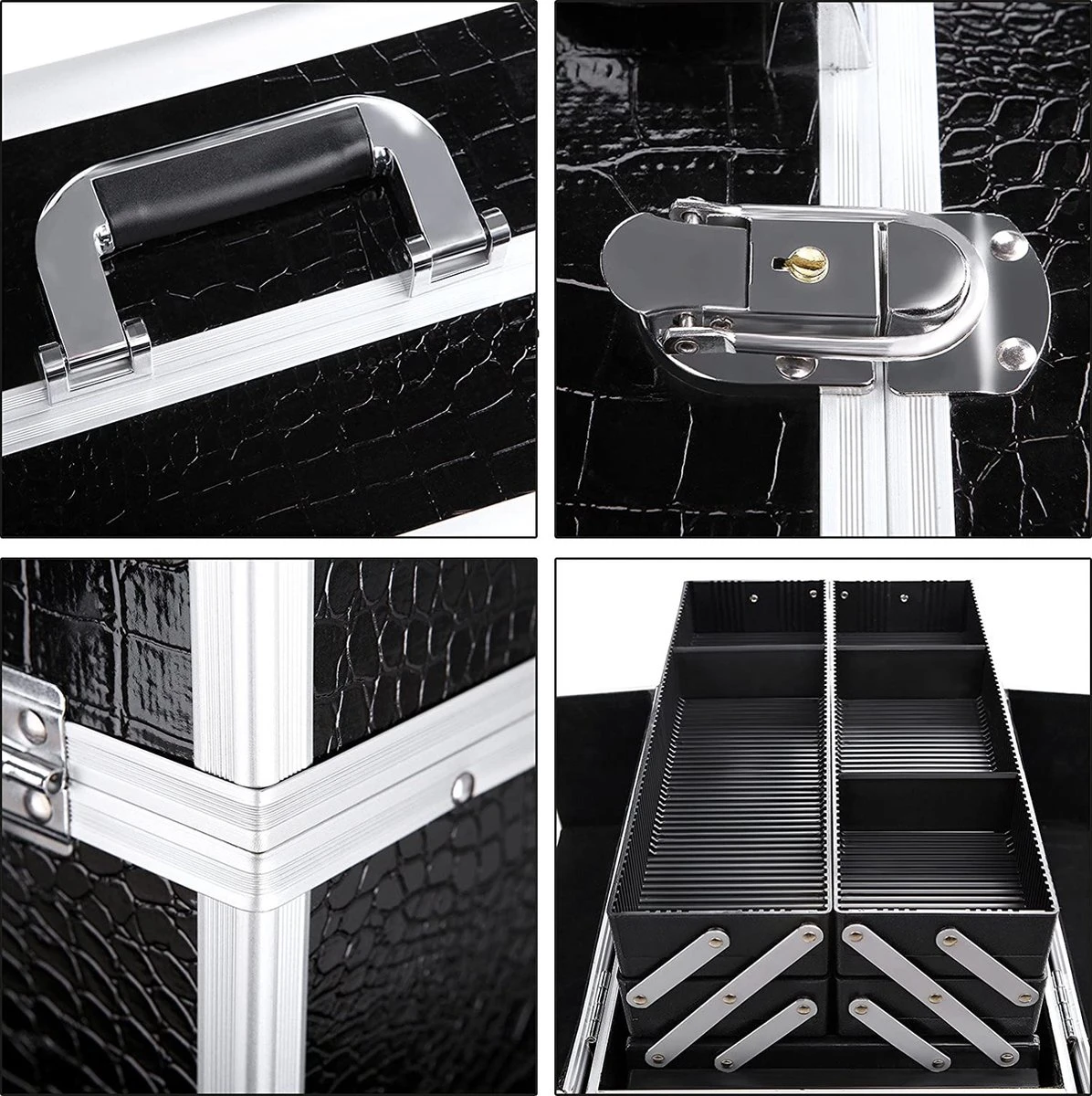 A.T. Shop Cosmeticakoffer, Make-up Koffer, Beauty Case, Bewaren Van Make-up, Nagellak. Zwart 5 A.T. Shop Cosmeticakoffer, Make-up Koffer, Beauty Case, Bewaren Van Make-up, Nagellak. Zwart - Afbeelding 5