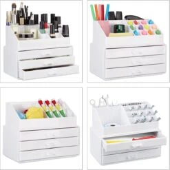 Relaxdays Make-up Organizer Klein - Stapelbaar - Sieradendoosje - Cosmetica - Opbergbox - Wit -Glam Make-up Verkoop 1198x1200 83