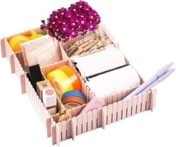 Merkloos Waal Kunststof Ladeverdeler - Lade Organizer - Set Van 6 Stuks - Voor Kleding/Keuken/Bureau/Make-Up - Op Maat Te Knippen - Roze -Glam Make-up Verkoop 1200x1006 3
