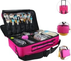 Cosmetica Koffer - Make-up Koffer Met Verstelbare Vakken - Visagie En Nagelstyliste Beauty Koffer - 37x27x13CM - Roze -Glam Make-up Verkoop 1200x1034 5