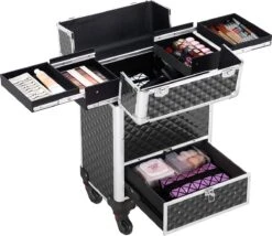 Monkey's Aluminium Kapperskoffer - Zwart - Beauty Case - Cosmeticakoffer - Make-upkoffer - Trolley - 360 Graden Wielen - 34 X 24 X 55.5 Cm -Glam Make-up Verkoop 1200x1040 6