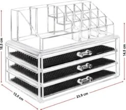 Merkloos Make-up Organizer, Make Up Opberger, 3 Laden, Opbergdoos, Make-up Bewaardoos -Glam Make-up Verkoop 1200x1043 6