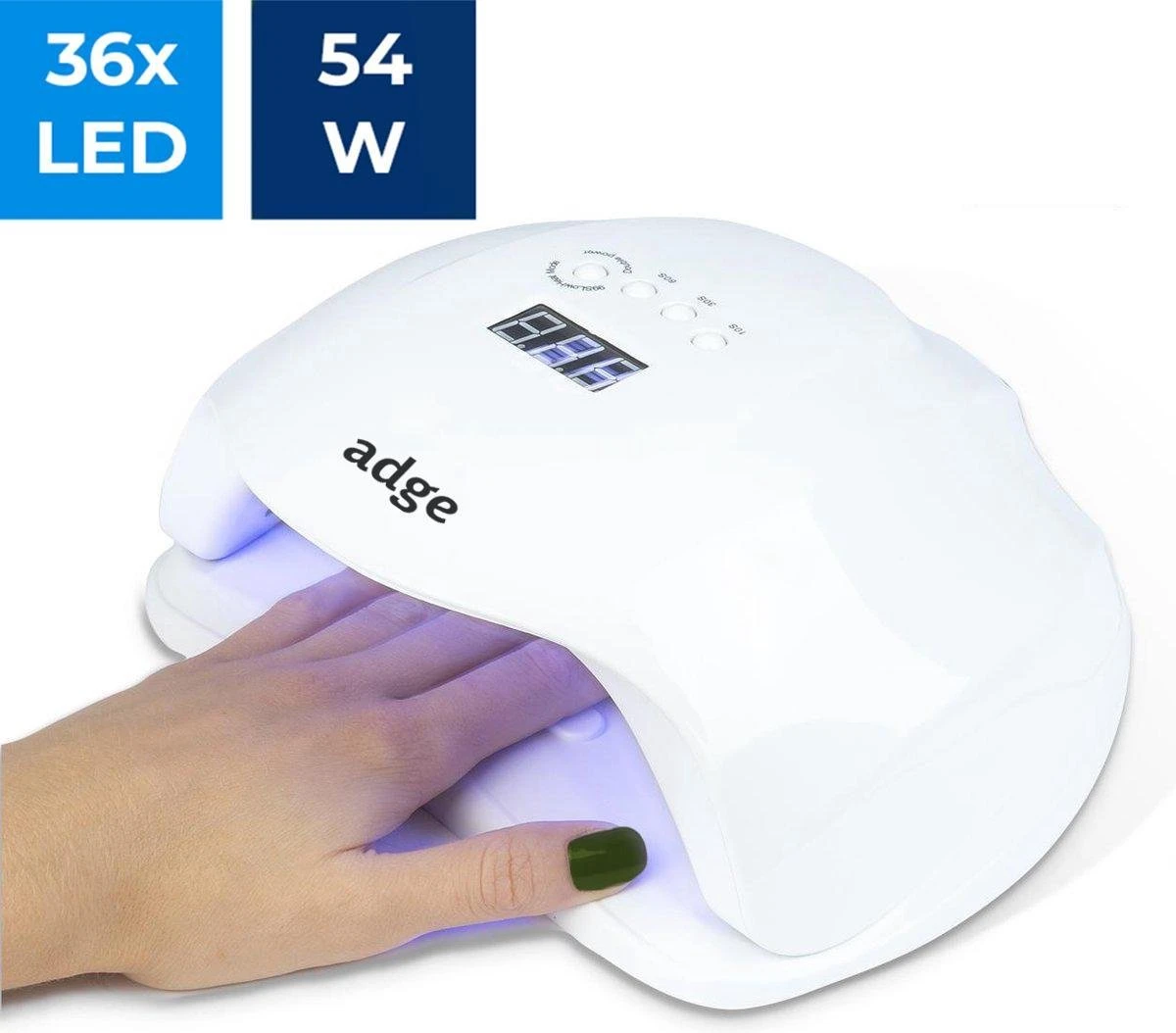 Adge - 54W LED Nageldroger Voor Gelnagels - Geschikt Voor ALLE Nagel Gellak - 36 LEDs - Met Timer 1 Adge - 54W LED Nageldroger Voor Gelnagels - Geschikt Voor ALLE Nagel Gellak - 36 LEDs - Met Timer