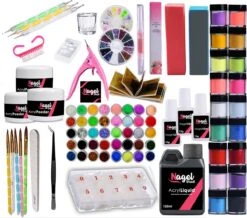 Acrylnagels Set | Nepnagels | Acryl Nagels Kit Starterspakket | Basispakket | Acrylnagels | Nail Art Pakket | 60 Kleuren Acryl Poeders/Glitters | 500 Franse Tips | Acrylic Liquid | Nagel Lijm | Plaknagels | 90 Delig | Nagel Set | Nagelstad