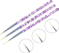 GUAPÀ - Nail Art Penselen Set Paars - 3 Stuks - High Quality Gel & Nail Art Brush