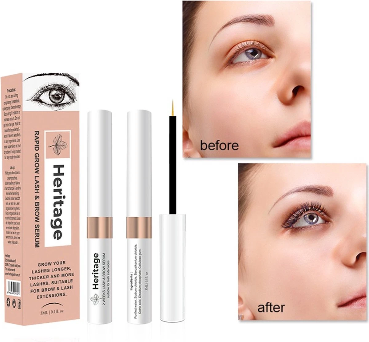 Heritage Wimperserum Rapid Grow Geschikt Voor Wimperextensions Olievrije. Naturel Ingrediënten - Oil Free Lash Serum Suitable For Lash Extensions Wearer 1 Heritage Wimperserum Rapid Grow Geschikt Voor Wimperextensions Olievrije. Naturel Ingrediënten - Oil Free Lash Serum Suitable For Lash Extensions Wearer