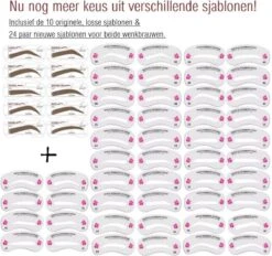 Merkloos Wenkbrauw Stempel – Brow Stamp – Stempelset – Make Up – Bruin – Incl. 34 Sjablonen – Incl. Wenkbrauw Borstel – Waterproof - Herbruikbaar - Cadeau Voor Haar -Glam Make-up Verkoop 1200x1128 14