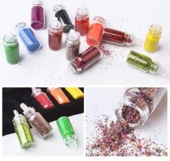 48 Potjes Glitter / Decoratie Voor Nail Art / Knutselen - Sparkolia Glitters Nagel Decoratie Set- 3D Nail Art Voor Gellak, Acryl Of Nagellak - Glitter, Poeder, Holografisch, Vlokken, Pailletten, Shimmer, Rhinestone - Verschillende Kleuren -Glam Make-up Verkoop 1200x1135 1