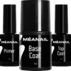 Méanail Gellak – Starterspakket - Primer 15ml - Base Coat 10ml - Top Coat 15ml - Voor Led Lamp - Gel Nagellak