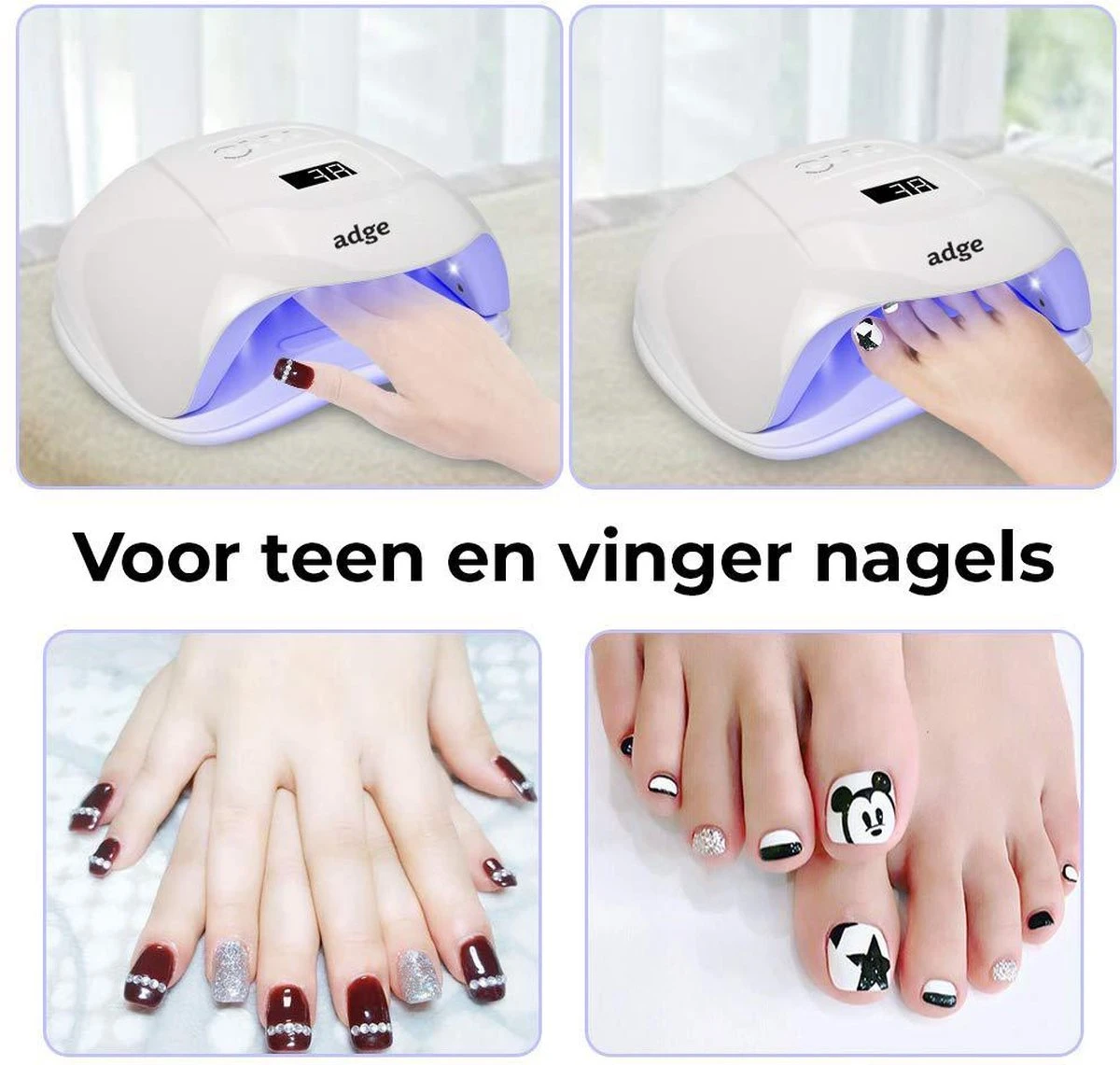 Adge - 54W LED Nageldroger Voor Gelnagels - Geschikt Voor ALLE Nagel Gellak - 36 LEDs - Met Timer 2 Adge - 54W LED Nageldroger Voor Gelnagels - Geschikt Voor ALLE Nagel Gellak - 36 LEDs - Met Timer - Afbeelding 2