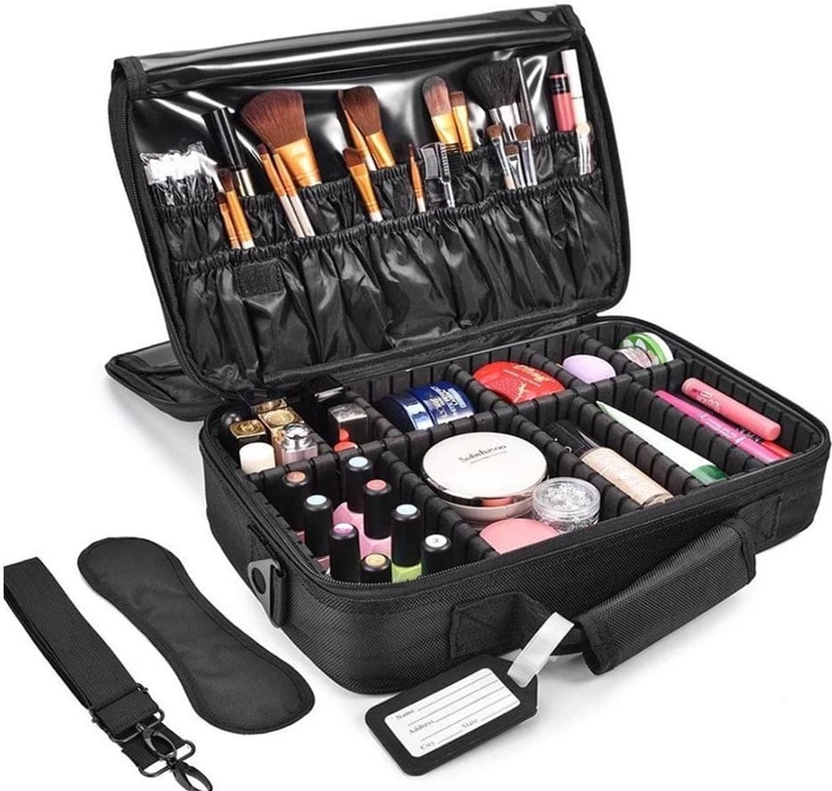 Cosmetica Koffer - Make-up Koffer Met Verstelbare Vakken - Visagie En Nagelstyliste Beauty Koffer - 40x30x14CM 1 Cosmetica Koffer - Make-up Koffer Met Verstelbare Vakken - Visagie En Nagelstyliste Beauty Koffer - 40x30x14CM