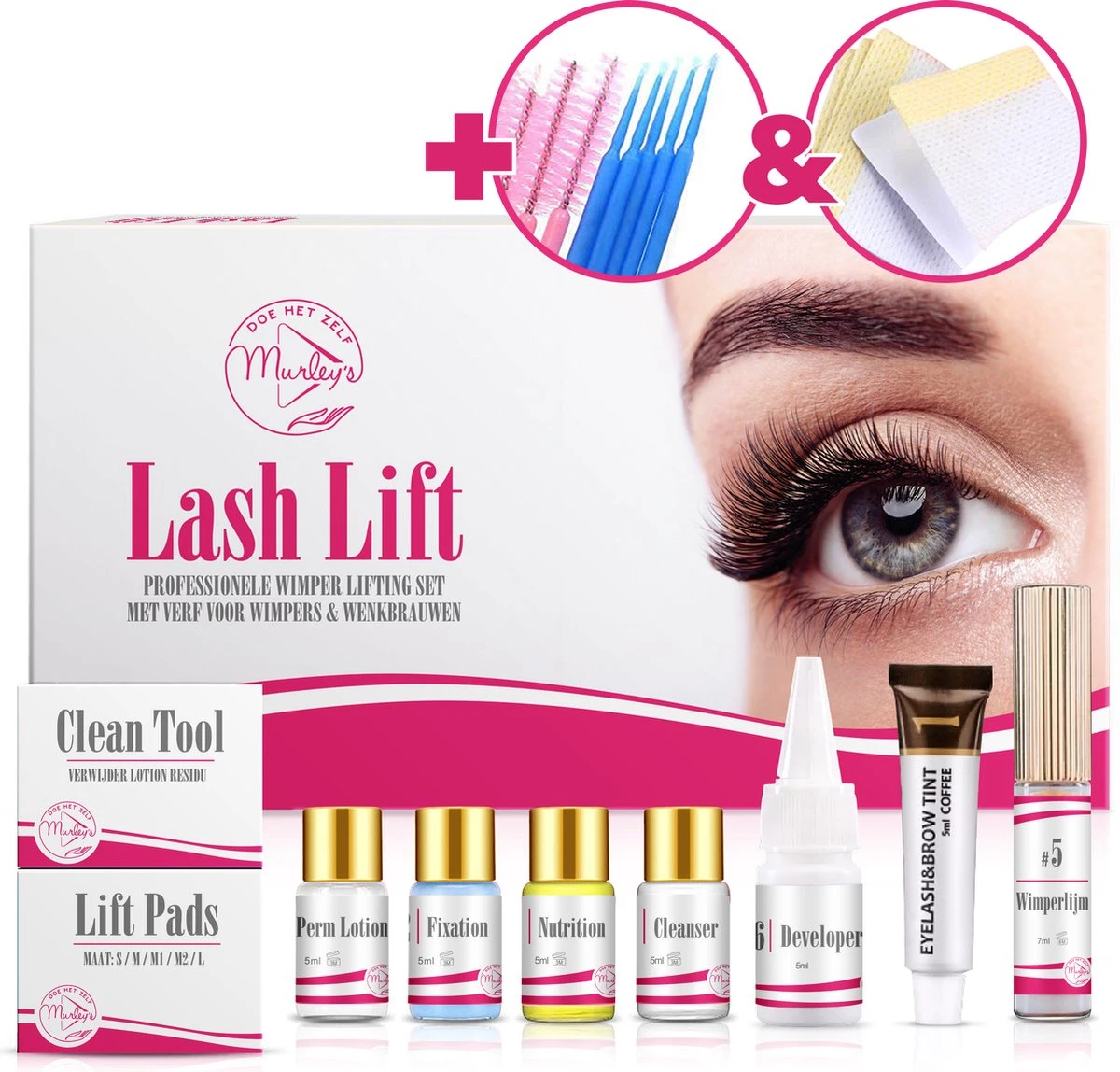MURLEY'S Lashlift Set Met Wimperverf & Wenkbrauwverf, Met Zwarte Verf 1 MURLEY'S Lashlift Set Met Wimperverf & Wenkbrauwverf, Met Zwarte Verf