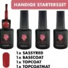 Merkloos #SASSYREDSERIE - Influence Gellac - Rode Gellak - Gellak Rood UV - UV Gellak - Gel Nagellak - Basecoat - Topcoat - Topcoatmat - No Wipe - Startersset - Kado Vrouw - Valentijns Cadeau - Kado Voor Haar - 4 X 10 Ml