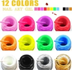 Nail Art Gel - Fine Liner Gel - 12 Stuks - UV/LED Gel - Gellak - Nagel Gellak - UV/LED Lamp - UV/LED Nageldroger - Gelnagels - Nepnagels - Acrylnagels - Tekenpenseel Nagels - Professioneel - Hoge Kwaliteit -Glam Make-up Verkoop 1200x1158