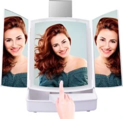 Merkloos Make-up Organizer Met Spiegel En LED Van METU-Online - Make Up Opberger - Make Up Spiegel Met Led Lamp - Makeup Opbergdoos - Make-up Spiegel Wit - Make Up Spiegel Met Verlichting En Usb - Make Up Koffer - Make Up Tafel - Make Up Organizer -Glam Make-up Verkoop 1200x1161 11