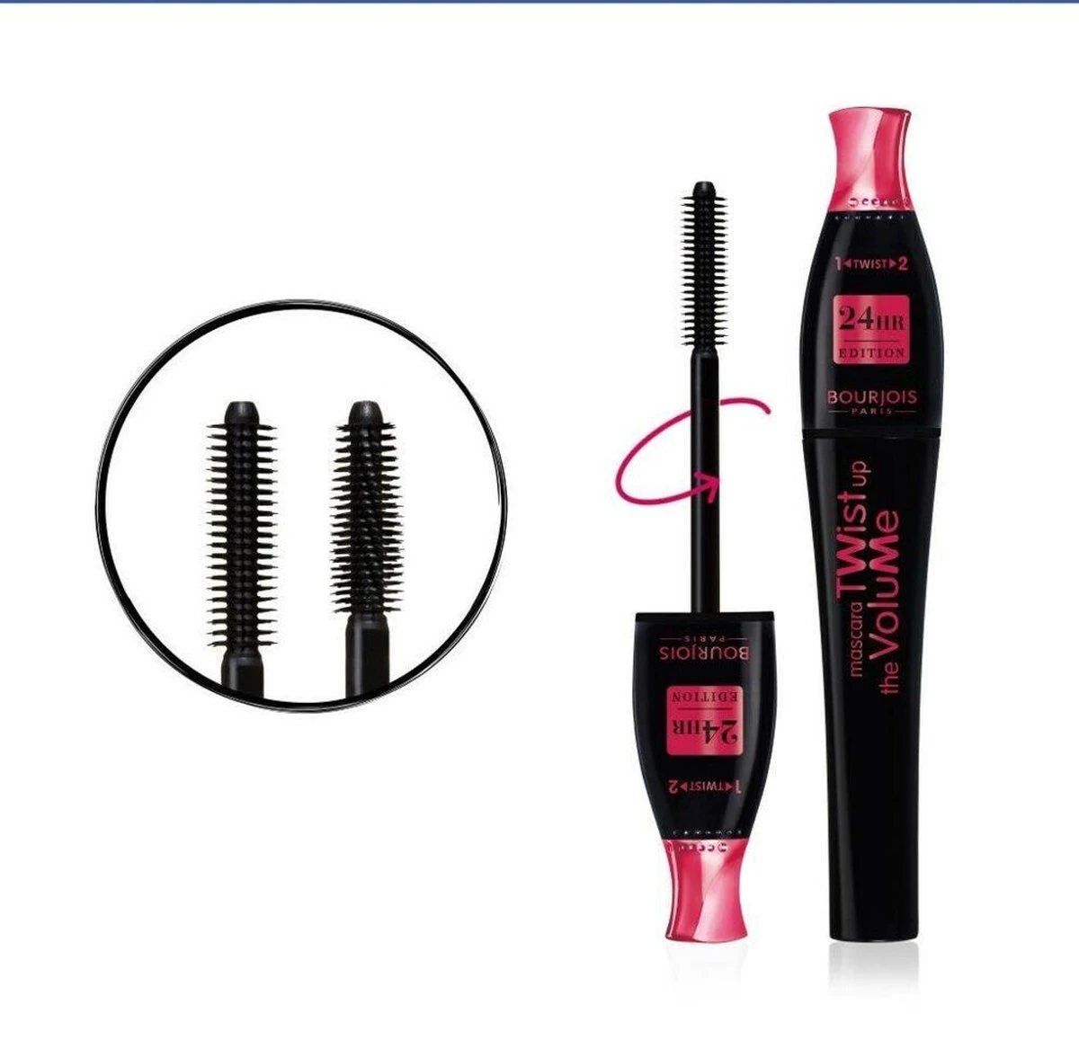 Bourjois Twist Up The Volume 24 HRS Mascara - 023 Black 2 Bourjois Twist Up The Volume 24 HRS Mascara - 023 Black - Afbeelding 2