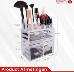 Beauty Attraction Make Up Organizer – Opbergdoos – Nagellak – Organizer 22 X 2,12 X 5,8 CM – 24 X 15 X 11 CM – Transparant -Glam Make-up Verkoop 1200x1169 9