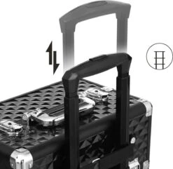 Merkloos Trolley, Make-up Koffer, Cosmetische Koffer, Voor Nageldesign, Make-up Organizer, Koffer Met Draagtas, Zwart JHZ04B -Glam Make-up Verkoop 1200x1170 25