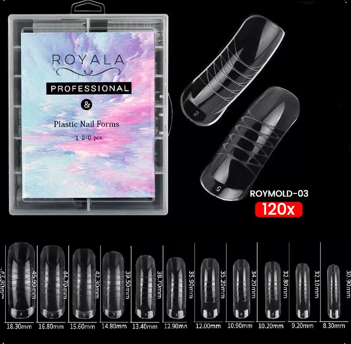 Royala Mold03 Dual System Forms - Mold - 120 Stuks - 12 Maten In Handige Tipbox - Polygel Tips - Voor Polygel En Acrylgel - Mix System Forms - Tips Voor Polygel - Royala Dual Mold Tips Line 1 Royala Mold03 Dual System Forms - Mold - 120 Stuks - 12 Maten In Handige Tipbox - Polygel Tips - Voor Polygel En Acrylgel - Mix System Forms - Tips Voor Polygel - Royala Dual Mold Tips Line