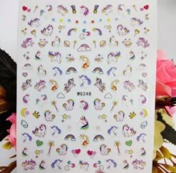 Nagel Stickers - Unicorn - Nagels - Nagel Sticker - Decoratie - Stickers Voor Nagels - Stickers – Unicorn Nagelsticker – Fantasie – Regenboog – Ster – Stickervel Voor Nagels