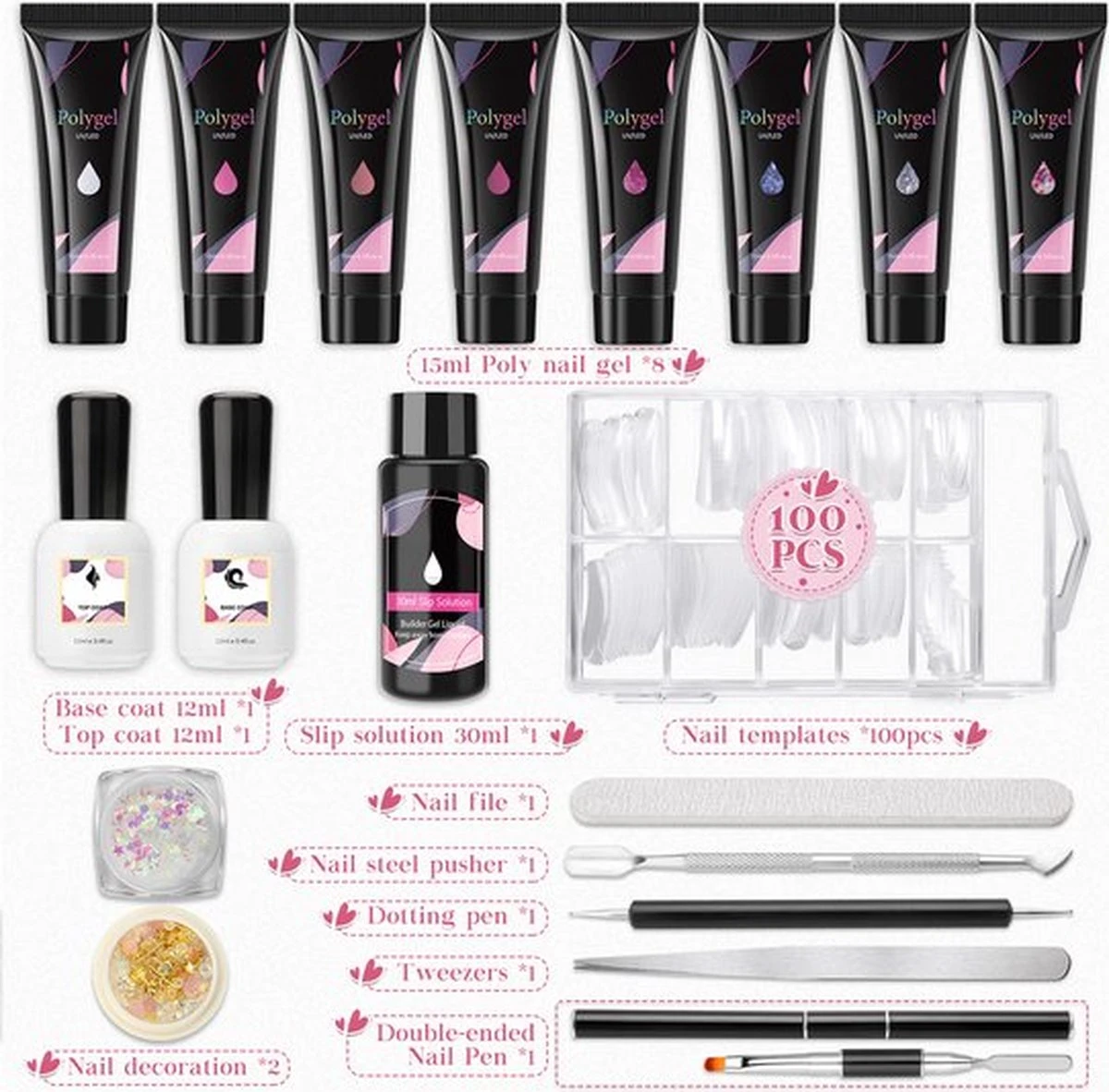 Merkloos Nagels Set - 8 Kleuren - Nagels Starter Set - Met Toplaag, Basislaag, Slipoplossing, Nagelverlengingsgel, Gel Builder - Voor DIY Voor Beginners - Beste Cadeau 13 Merkloos Nagels Set - 8 Kleuren - Nagels Starter Set - Met Toplaag, Basislaag, Slipoplossing, Nagelverlengingsgel, Gel Builder - Voor DIY Voor Beginners - Beste Cadeau - Afbeelding 13