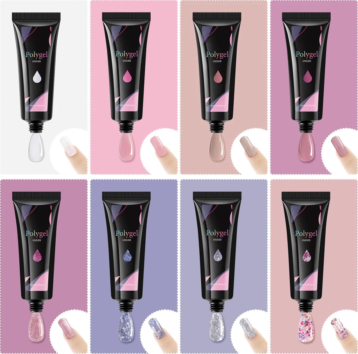 Merkloos Nagels Set - 8 Kleuren - Nagels Starter Set - Met Toplaag, Basislaag, Slipoplossing, Nagelverlengingsgel, Gel Builder - Voor DIY Voor Beginners - Beste Cadeau 3 Merkloos Nagels Set - 8 Kleuren - Nagels Starter Set - Met Toplaag, Basislaag, Slipoplossing, Nagelverlengingsgel, Gel Builder - Voor DIY Voor Beginners - Beste Cadeau - Afbeelding 3