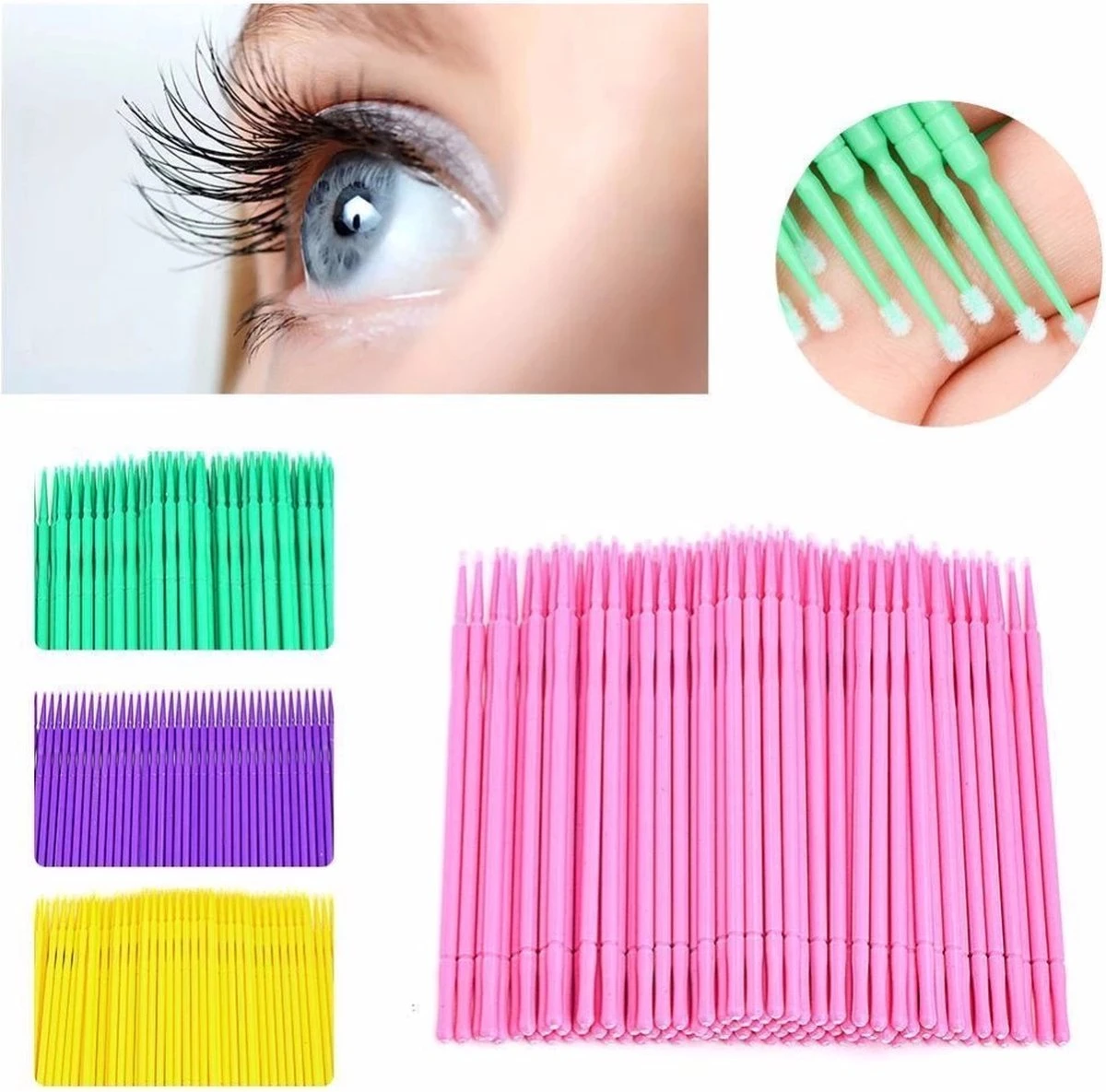 Wegwerp Microbrushes - Wimpers Uitbreiding - Individuele Lash Verwijderen - Wattenstaafje - Micro Borstel Voor Wimper Extensions Tool- Microbrush - 100stuks Roze 2 Wegwerp Microbrushes - Wimpers Uitbreiding - Individuele Lash Verwijderen - Wattenstaafje - Micro Borstel Voor Wimper Extensions Tool- Microbrush - 100stuks Roze - Afbeelding 2