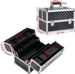 Make-upkoffer, Kapperskoffer, Cosmeticakoffer, Lege Nagelkoffer, Multikoffer, Afsluitbaar Voor Nageldesign/massageolie/fotoapparatuur, 34,7 X 22,2 X 25 Cm HMTM-YAHEE-411176 -Glam Make-up Verkoop 1200x1185 19