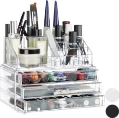 Relaxdays Make-up Organizer Klein - Stapelbaar - Sieradendoosje - Cosmetica - Opbergbox - Wit -Glam Make-up Verkoop 1200x1185 20