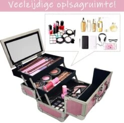 Make Up Koffer Meisjes En Dames Roze - Make Up Organizer Met Spiegel - Cosmetica Koffer - Beautycase Koffer -Glam Make-up Verkoop 1200x1188 20