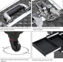Monkey's Aluminium Kapperskoffer - Zwart - Beauty Case - Cosmeticakoffer - Make-upkoffer - Trolley - 360 Graden Wielen - 34 X 24 X 55.5 Cm -Glam Make-up Verkoop 1200x1190 25