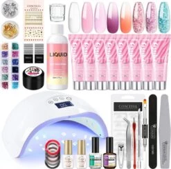 Polygel- Polygel Kit- Polygel Nagels- Polygel Starter Set - RH0594: Thin Nail File 1 Grey Nail File 1 48W White Nail Dryer Helmet Lamp 220V 1 Curved Tweezers 1 Glass Cup 1 Cuticle Fork 1 Cuticle Pusher 1 Nail Cutter 1 Dual End Nail Brush 1 8G Nail Gl 13 Polygel- Polygel Kit- Polygel Nagels- Polygel Starter Set - RH0594: Thin Nail File 1 Grey Nail File 1 48W White Nail Dryer Helmet Lamp 220V 1 Curved Tweezers 1 Glass Cup 1 Cuticle Fork 1 Cuticle Pusher 1 Nail Cutter 1 Dual End Nail Brush 1 8G Nail Gl -Glam Make-up Verkoop 1200x1191 3